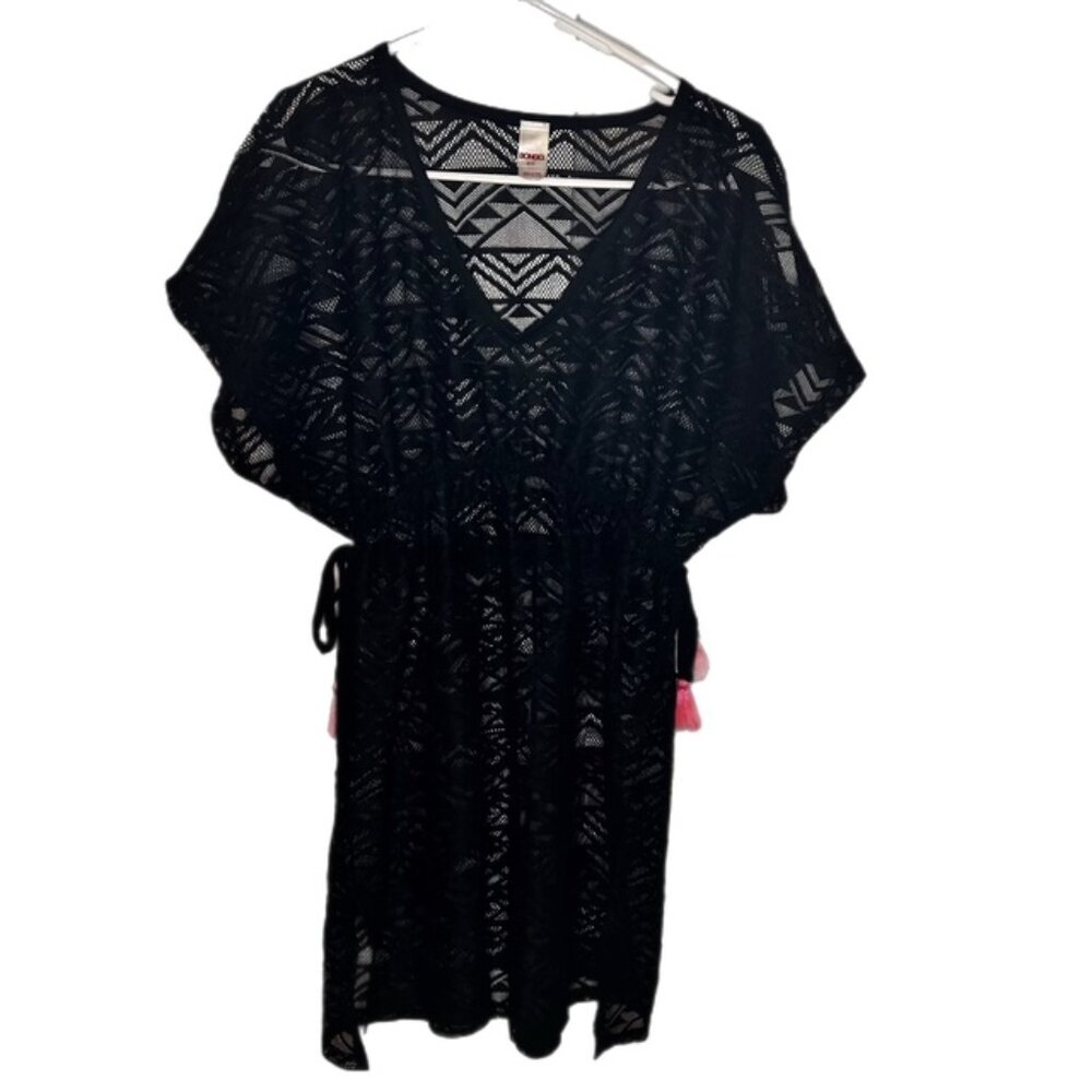 Bongo Swimsuit Cover Up with Tassels Black Size S